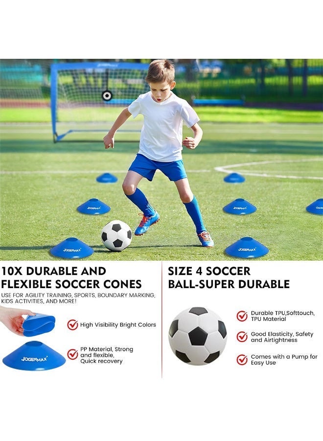 دي إم جي تك أهداف كرة القدم للأطفال للحديقة الخلفية، مجموعة منشأة 1.8×0.9 متر شباك التدريب مع الهدف، شباك كرة القدم المنفرد للصغار مع كرة القدم، مجموعة كرة القدم للأطفال والشباب للعب خارجية والرياضة - Image 3